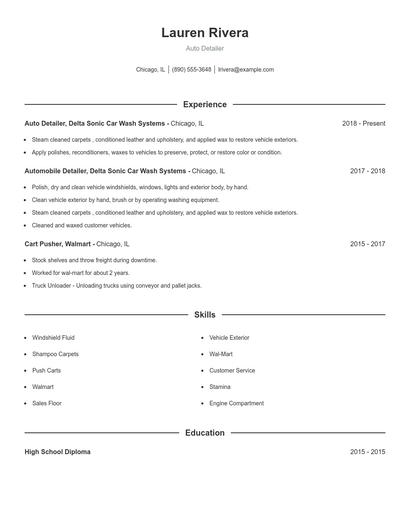 Auto Detailer Resume