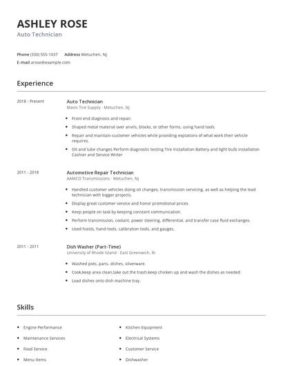 Auto Technician Resume