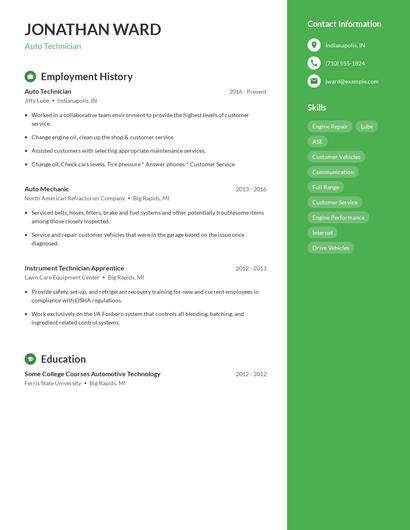 Auto Technician Resume