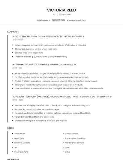 Auto Technician Resume