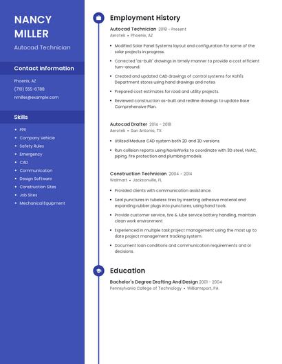 Autocad Technician Resume