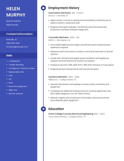 Automation Mechanic Resume