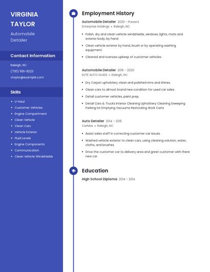 Automobile Detailer Resume