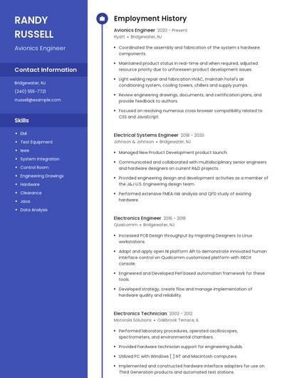 Avionics Engineer Resume
