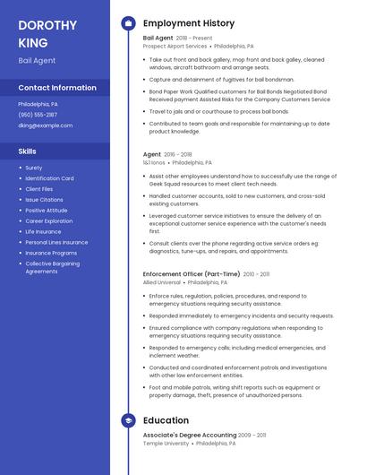 Bail Agent Resume