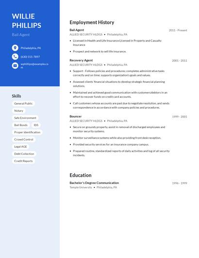 Bail Agent Resume