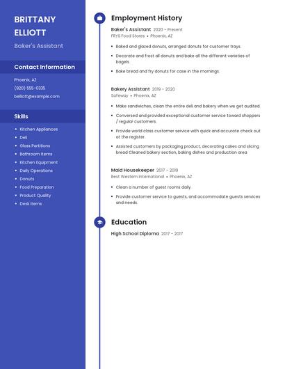 Baker's Assistant Resume