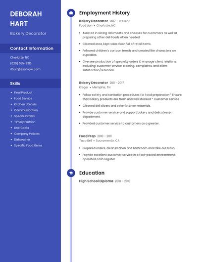 Bakery Decorator Resume