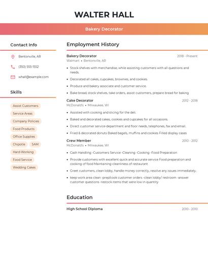 Bakery Decorator Resume