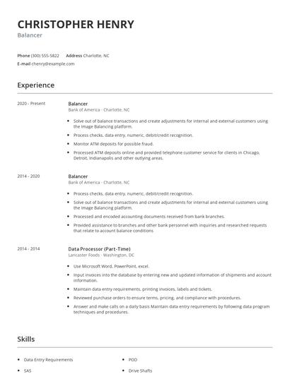 Balancer Resume