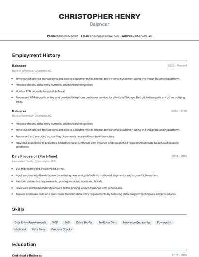 Balancer Resume