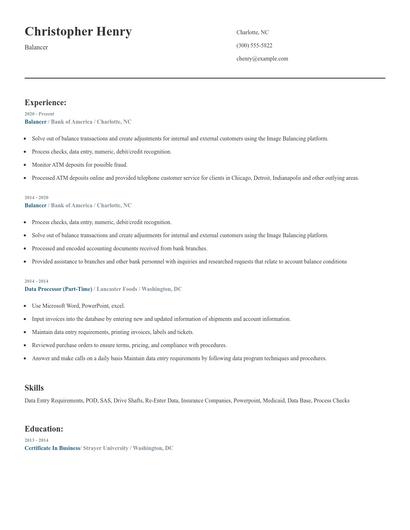 Balancer Resume