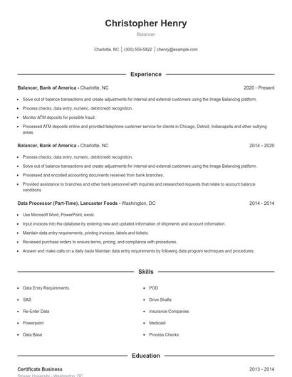 Balancer Resume