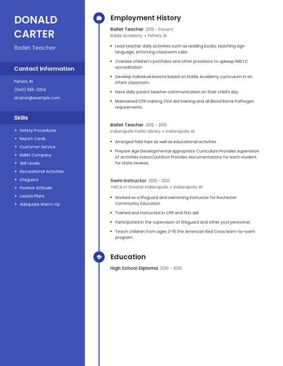 Ballet Teacher Resume