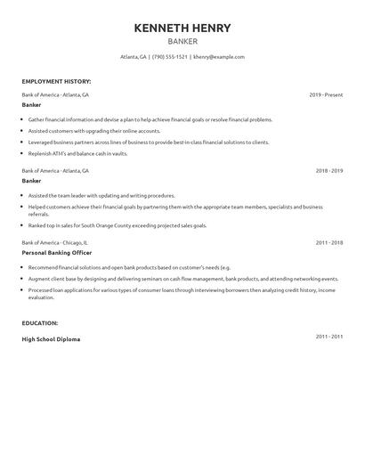 Banker Resume