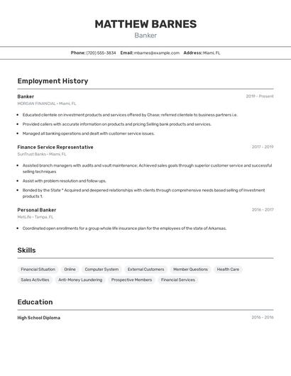 Banker Resume