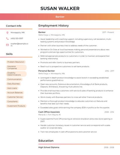 Banker Resume
