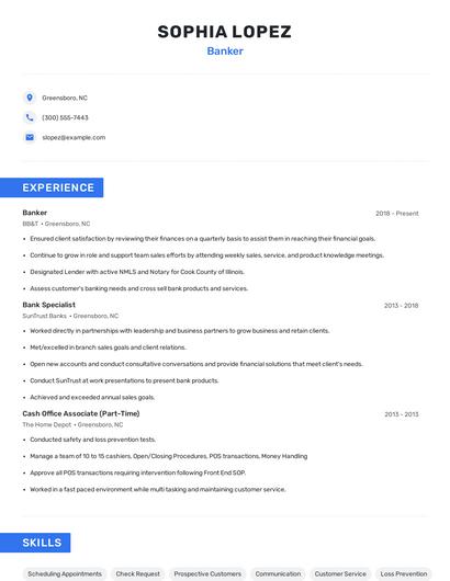 Banker Resume