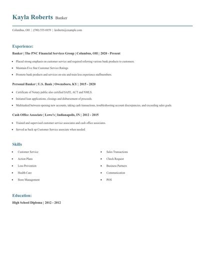 Banker Resume