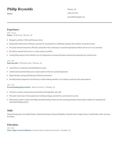 Banker Resume