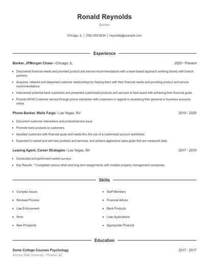 Banker Resume