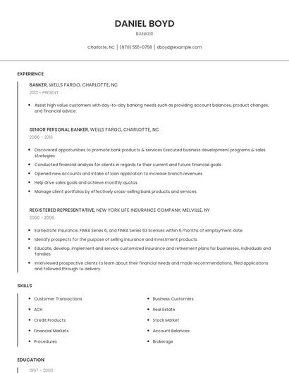 Banker Resume