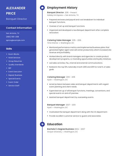 Banquet Director Resume