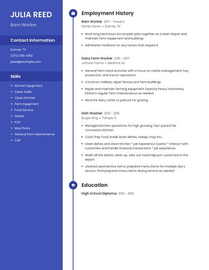 Barn Worker Resume