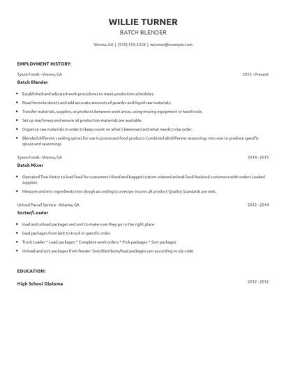 Batch Blender Resume