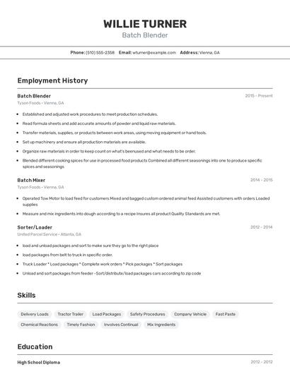 Batch Blender Resume