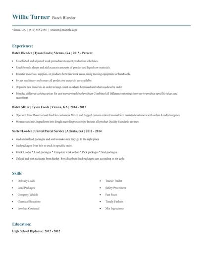 Batch Blender Resume
