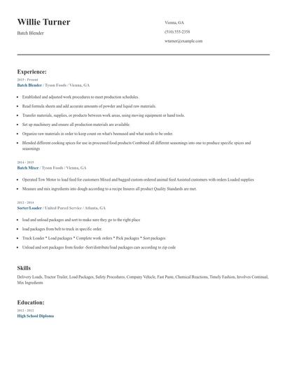 Batch Blender Resume
