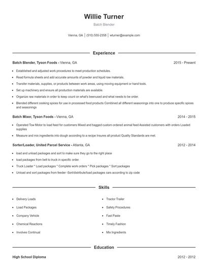 Batch Blender Resume