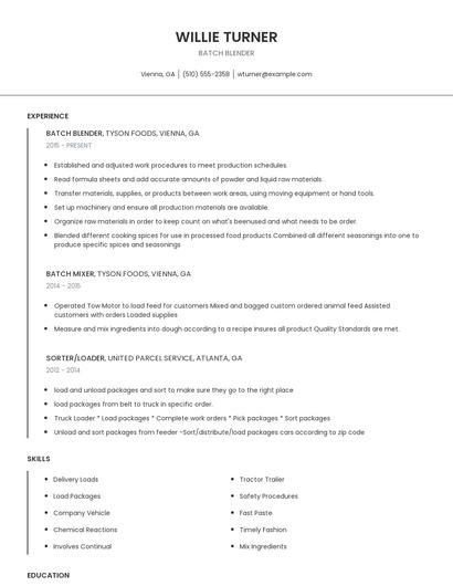 Batch Blender Resume
