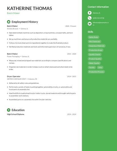 Batch Maker Resume