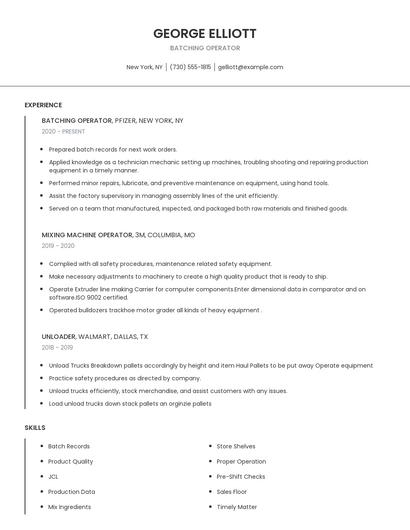 Batching Operator Resume