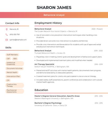 Behavioral Analyst Resume