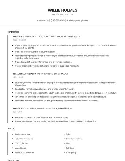 Behavioral Analyst Resume