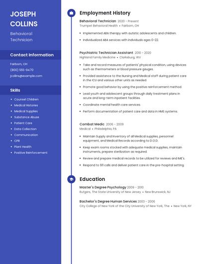Behavioral Technician Resume