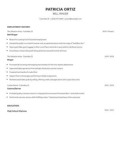 Bell Ringer Resume