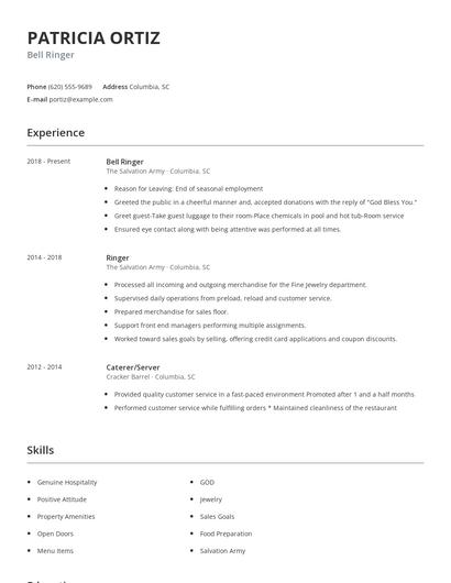 Bell Ringer Resume