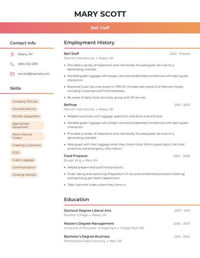 Bell Staff Resume