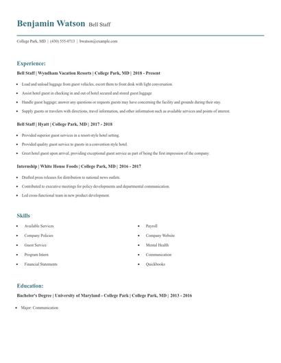 Bell Staff Resume