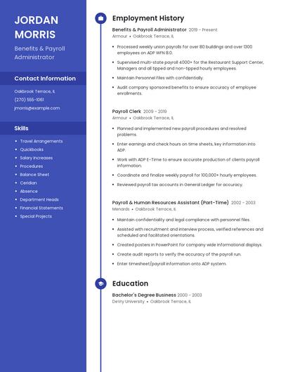 Benefits & Payroll Administrator Resume