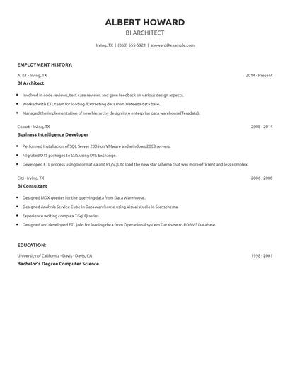 BI Architect Resume