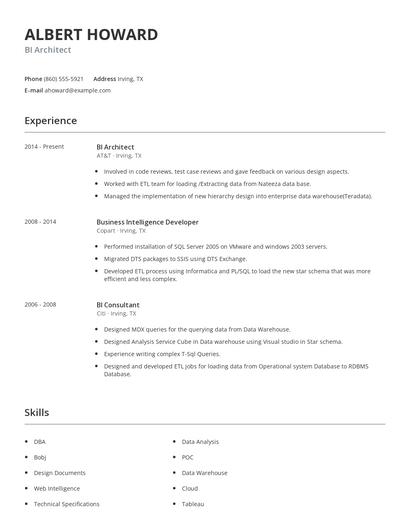 BI Architect Resume