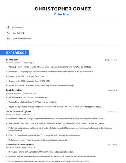 BI Architect Resume