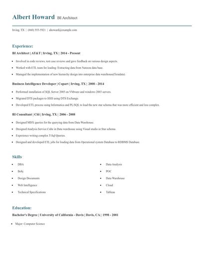 BI Architect Resume