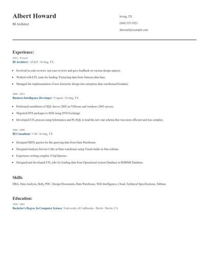 BI Architect Resume