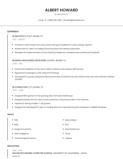 BI Architect Resume